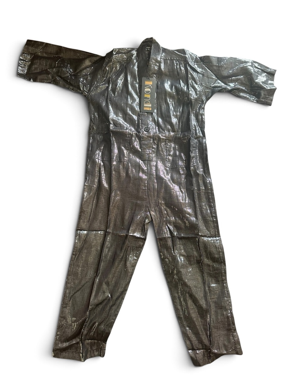 NWT Suzi Kondi Children’s Metallic Black Button-Front Jumpsuit / Spacesuit US6